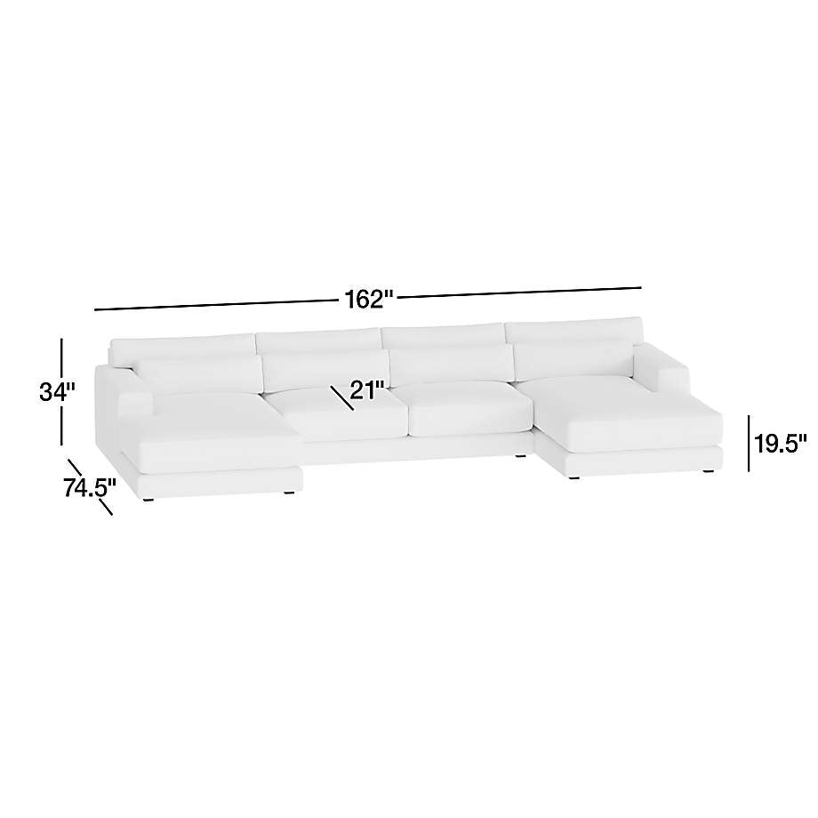 Retreat 3-Piece U-Shaped Sectional Sofa with Double Chaise Lounge