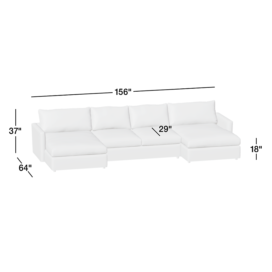 Lounge Deep 2-Piece Sectional Sofa with Double Extra Wide Chaise Lounge