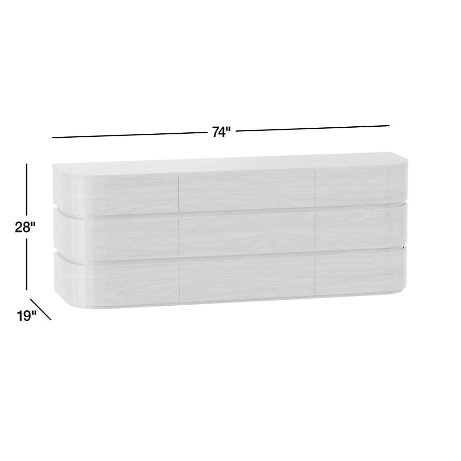 Milano 62" Walnut Wood 6-Drawer Dresser