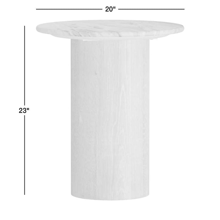 Homage Marble and White Oak 20" Side Table, Set of 2