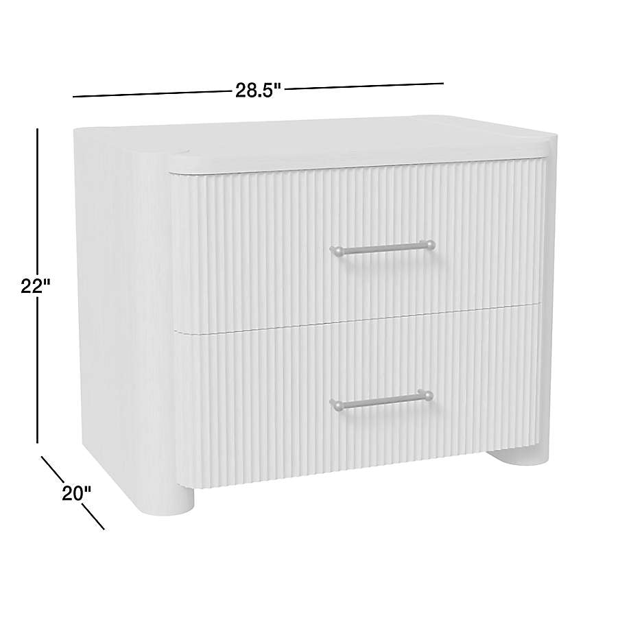 Kensington 29" White Oak Wood Fluted Charging Nightstand