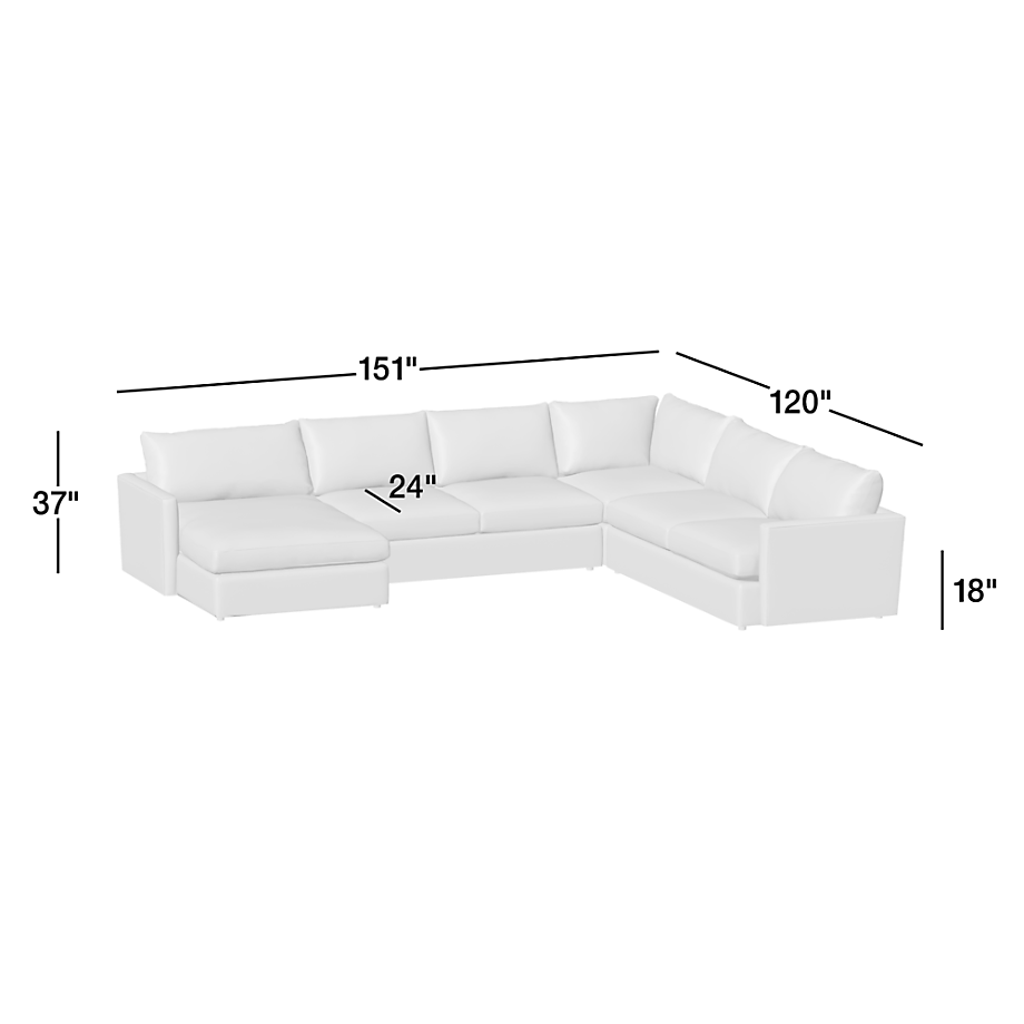 Lounge 4-Piece L-Shaped Sectional Sofa with Chaise Lounge