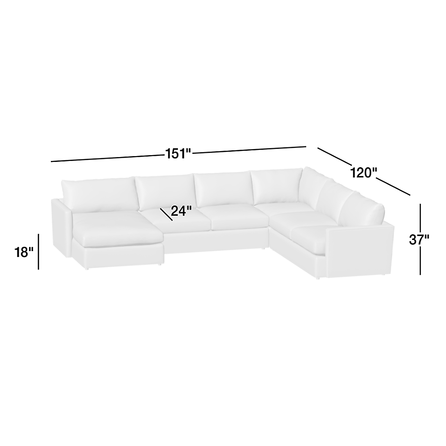 Lounge 4-Piece L-Shaped Sectional Sofa with Chaise Lounge