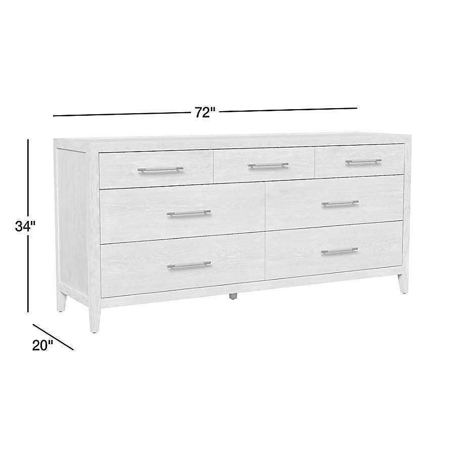 Clairemont 72" Natural Oak Wood 7-Drawer Dresser