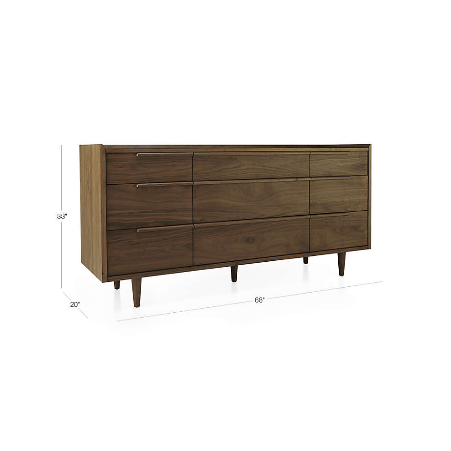 Tate 32" Walnut Wood 5-Drawer Tall Dresser