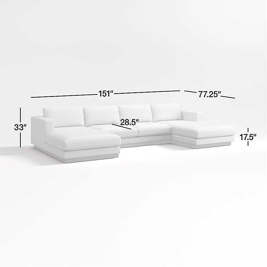 Tidal 3-Piece U-Shaped Sectional Sofa with Double Chaise Lounge