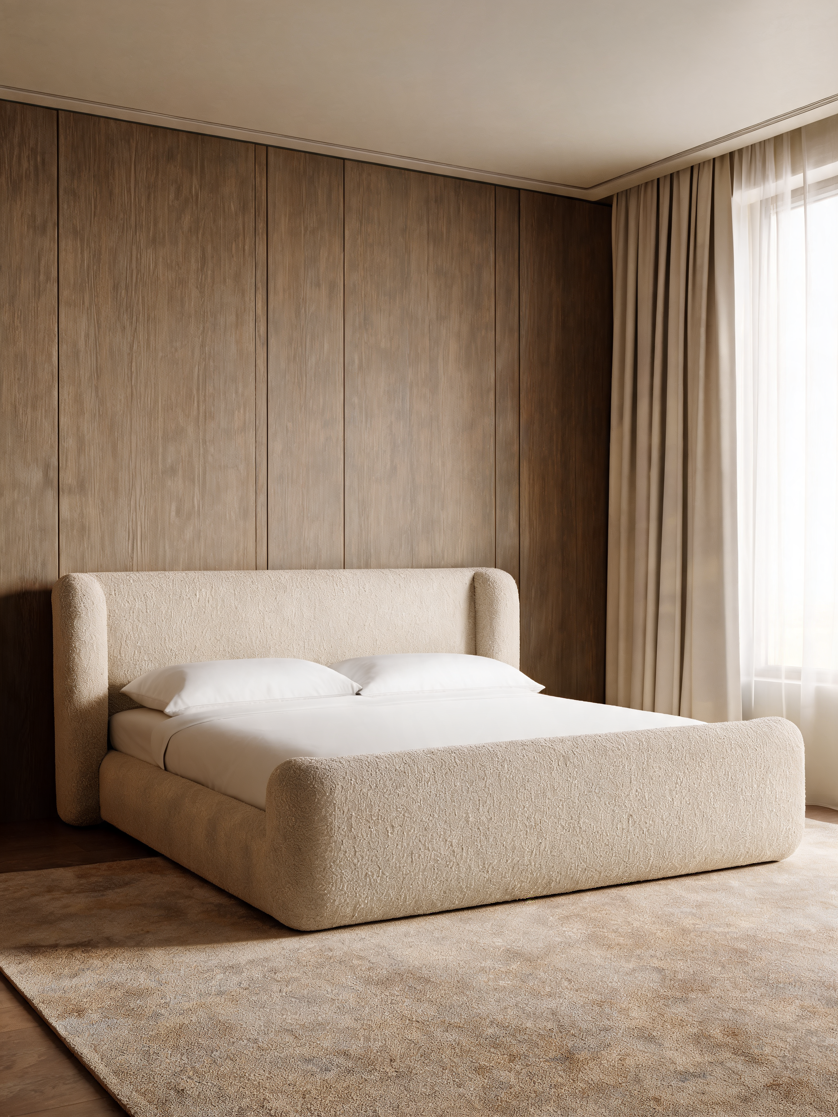 Salone Curved Shelter Upholstered King Bed
