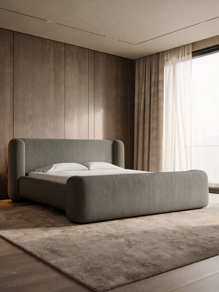 Salone Curved Shelter Upholstered King Bed