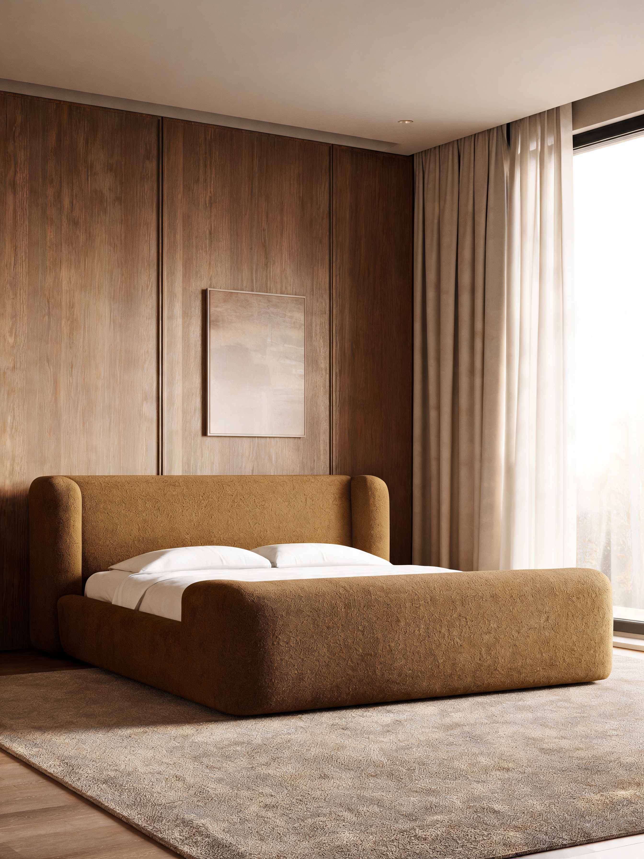 Salone Curved Shelter Upholstered King Bed