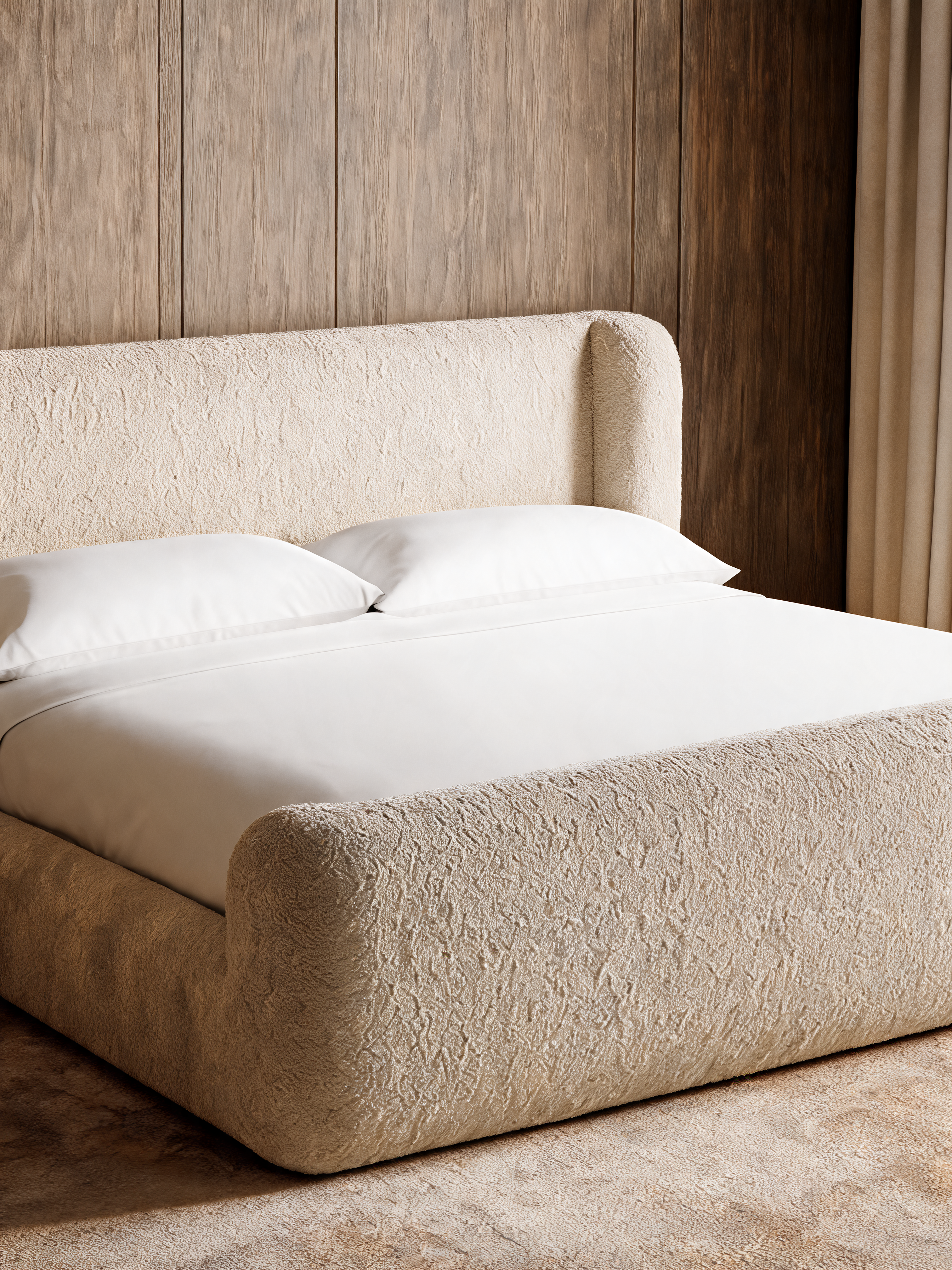 Salone Curved Shelter Upholstered King Bed