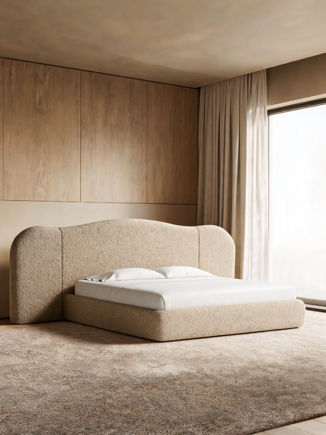 Seraph Upholstered Extended Winged King Bed
