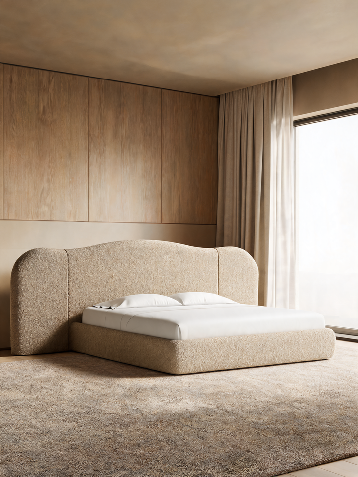 Seraph Upholstered Extended Winged King Bed