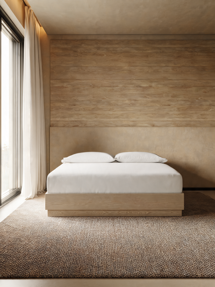 Batten White Oak King Bed Plinth-Base