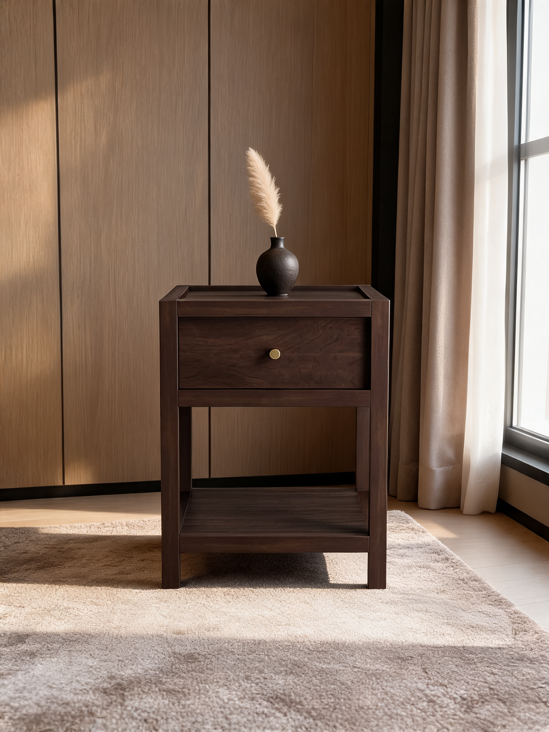 Keane 18" Weathered Natural Solid Wood Narrow Nightstand
