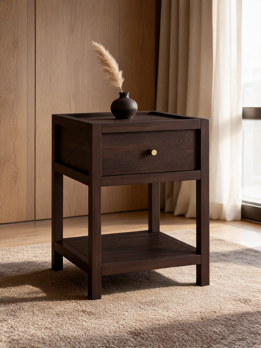 Keane 18" Weathered Natural Solid Wood Narrow Nightstand