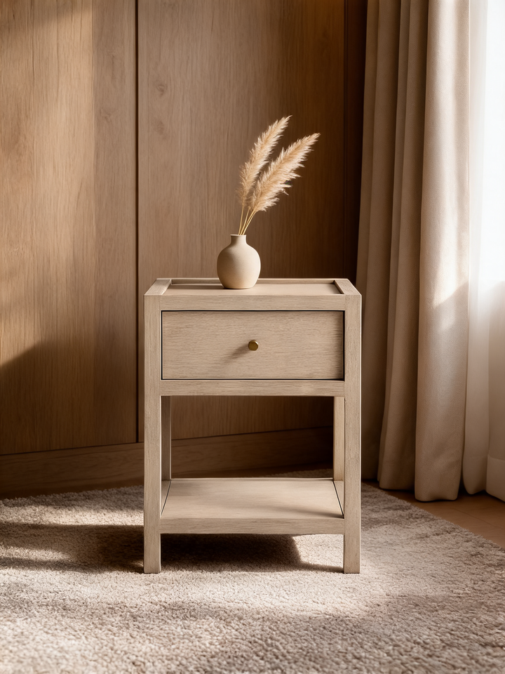 Keane 18" Weathered Natural Solid Wood Narrow Nightstand