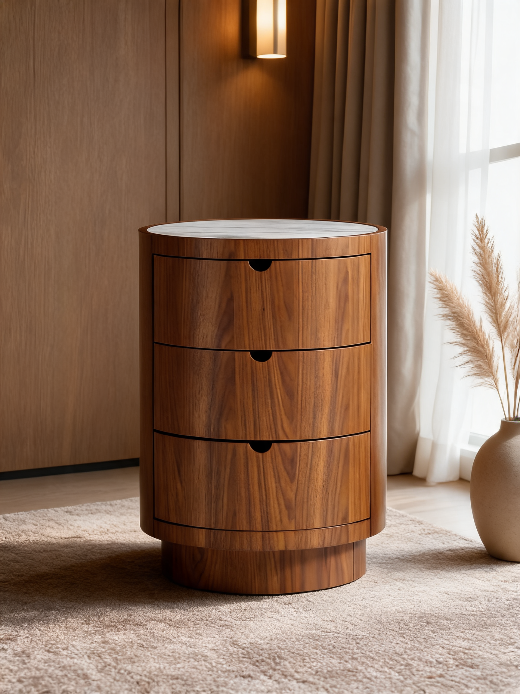 Gracia 18" Walnut Wood and Marble Nightstand