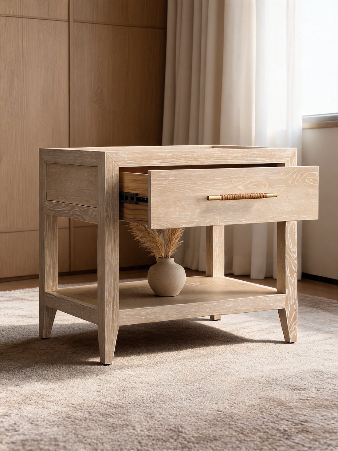 Clairemont 26" Natural Oak Wood Nightstand