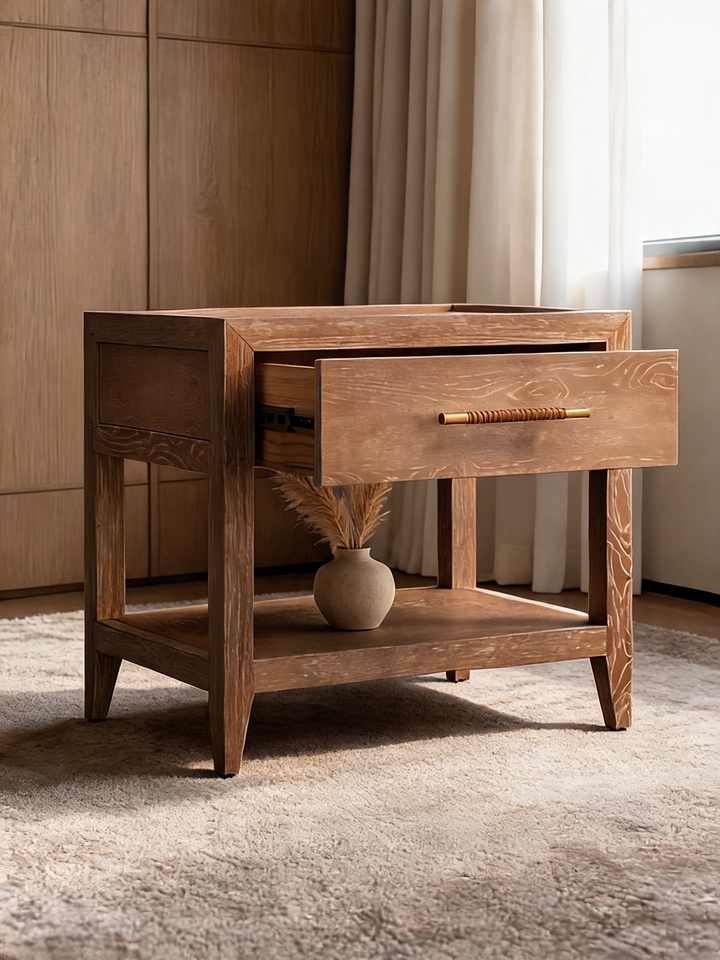 Clairemont 26" Natural Oak Wood Nightstand