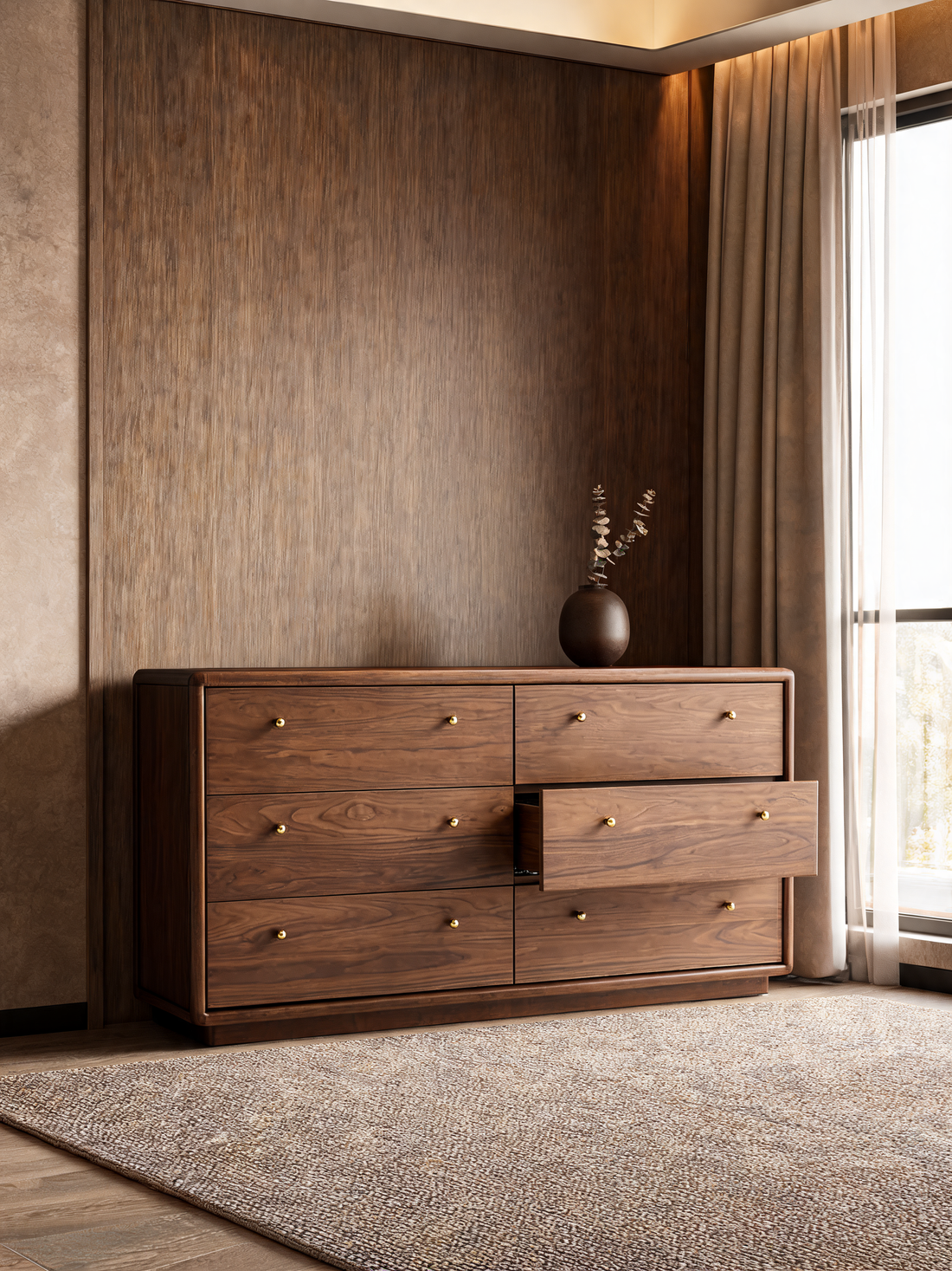 Lafayette 62" Whitewashed Wood 6-Drawer Dresser