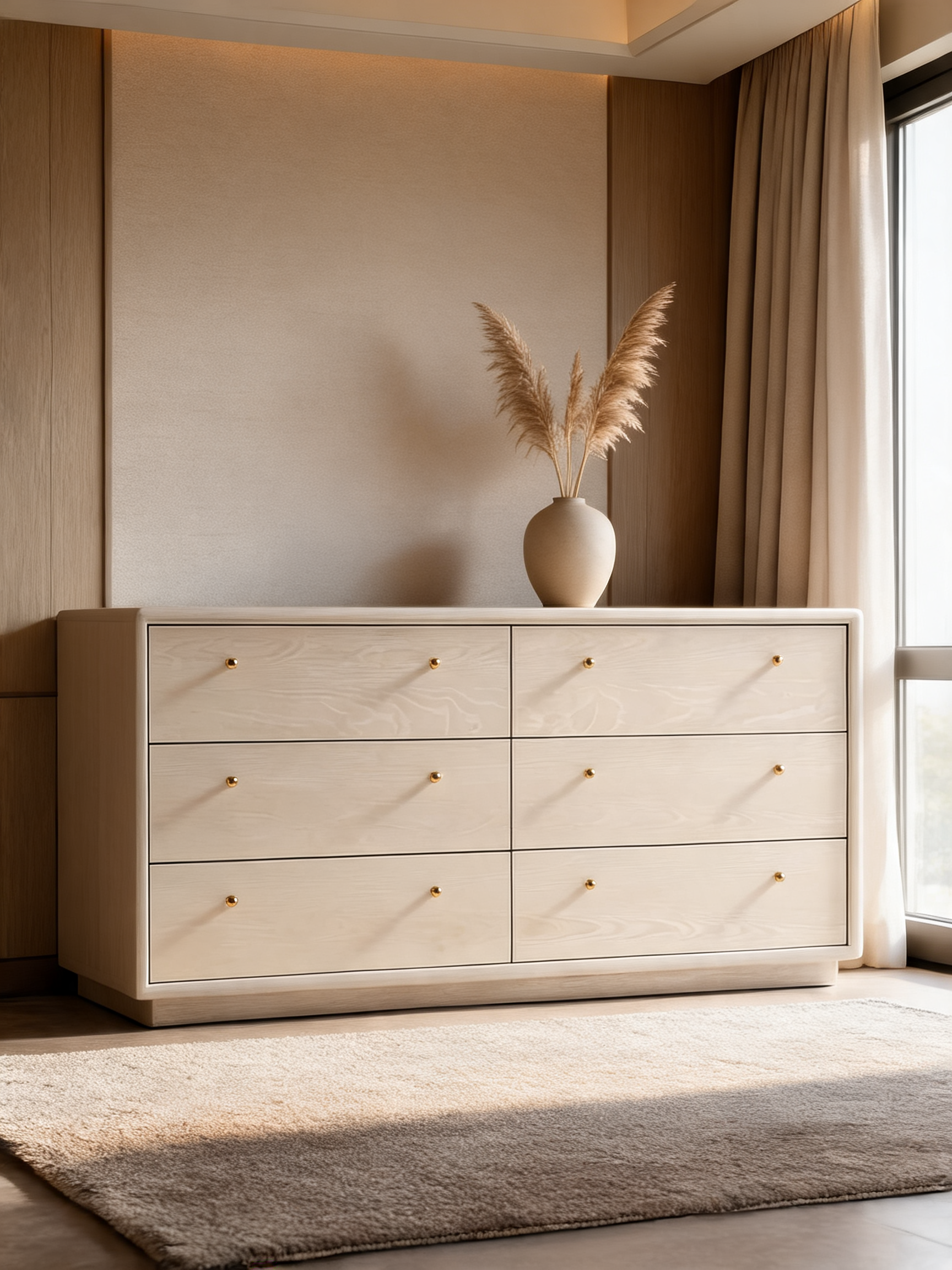Lafayette 62" Whitewashed Wood 6-Drawer Dresser