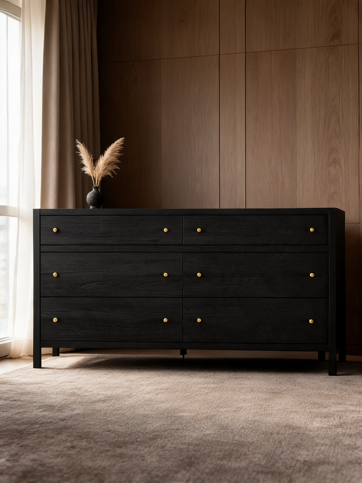 Tate 68" Walnut Wood 9-Drawer Dresser