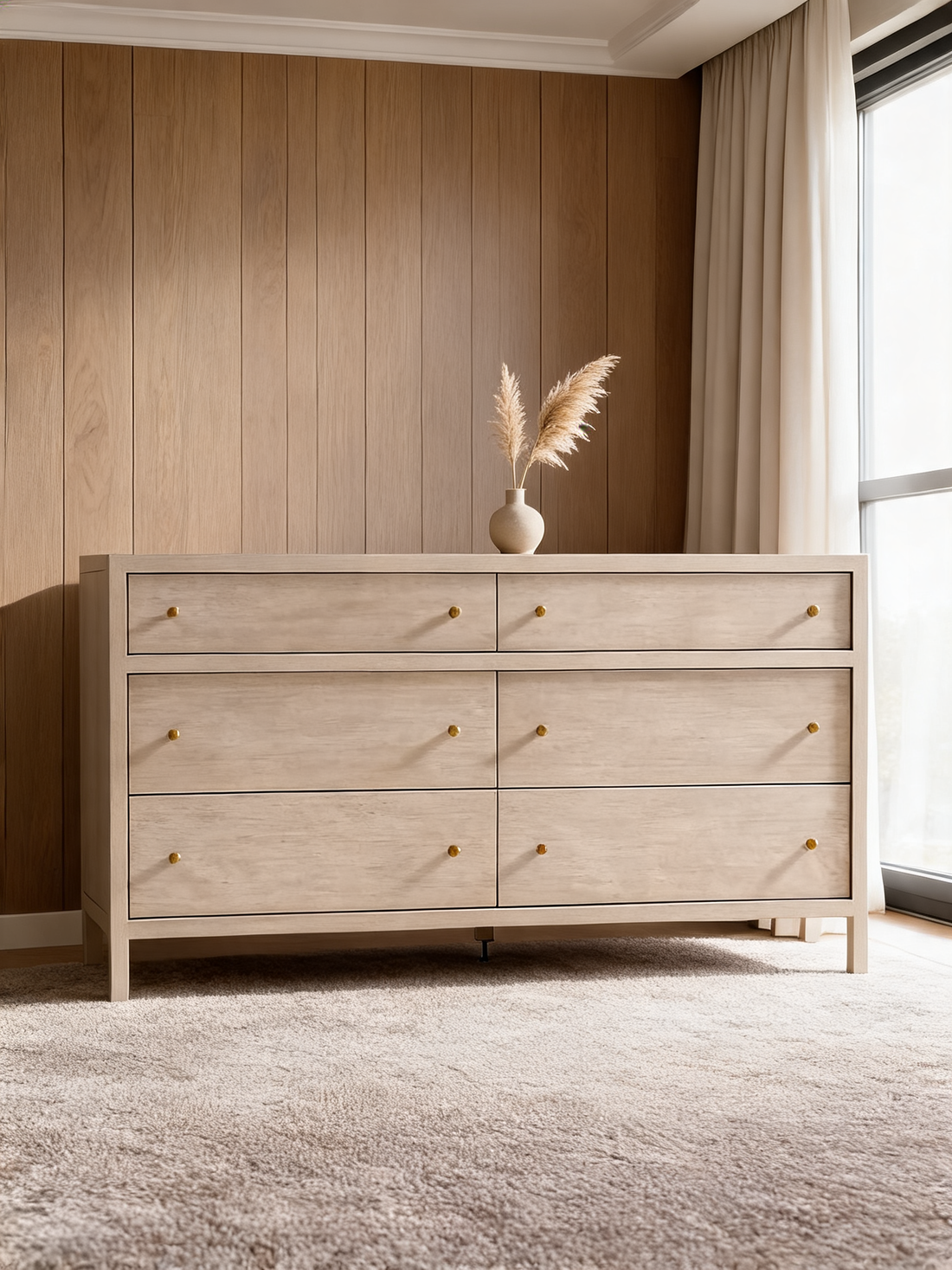 Tate 68" Walnut Wood 9-Drawer Dresser