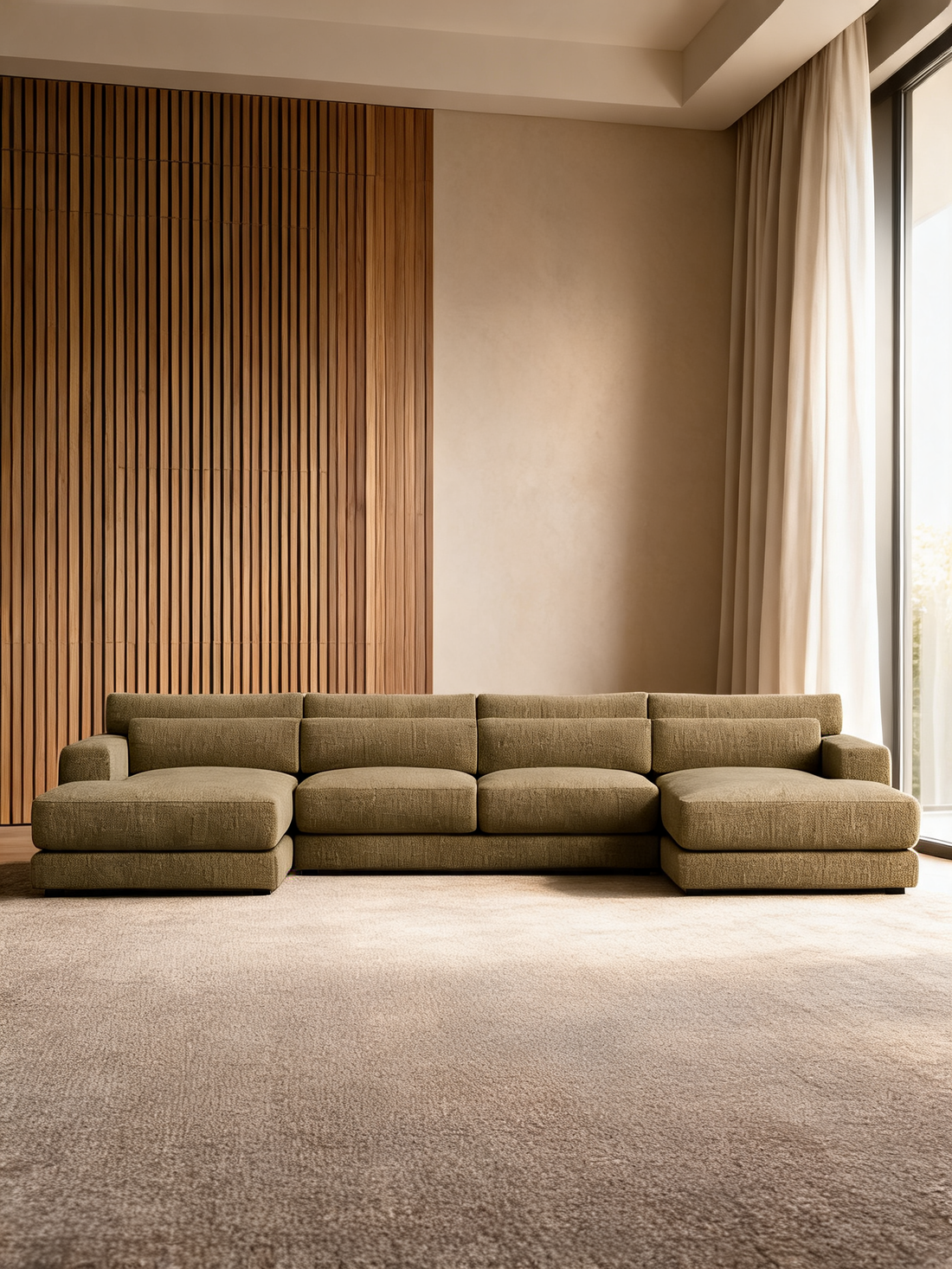 Retreat 3-Piece U-Shaped Sectional Sofa with Double Chaise Lounge