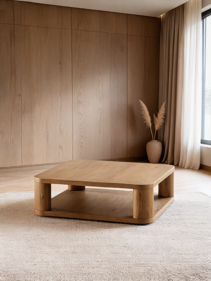 Oakhurst Brown Oak Wood 46" Square Coffee Table