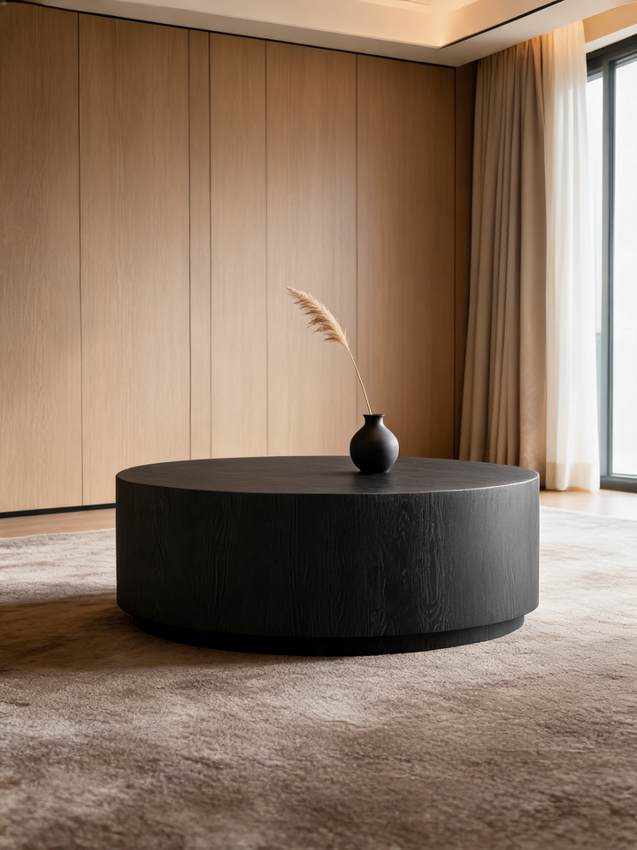 Terrane Black Oak Wood 42" Round Coffee Table