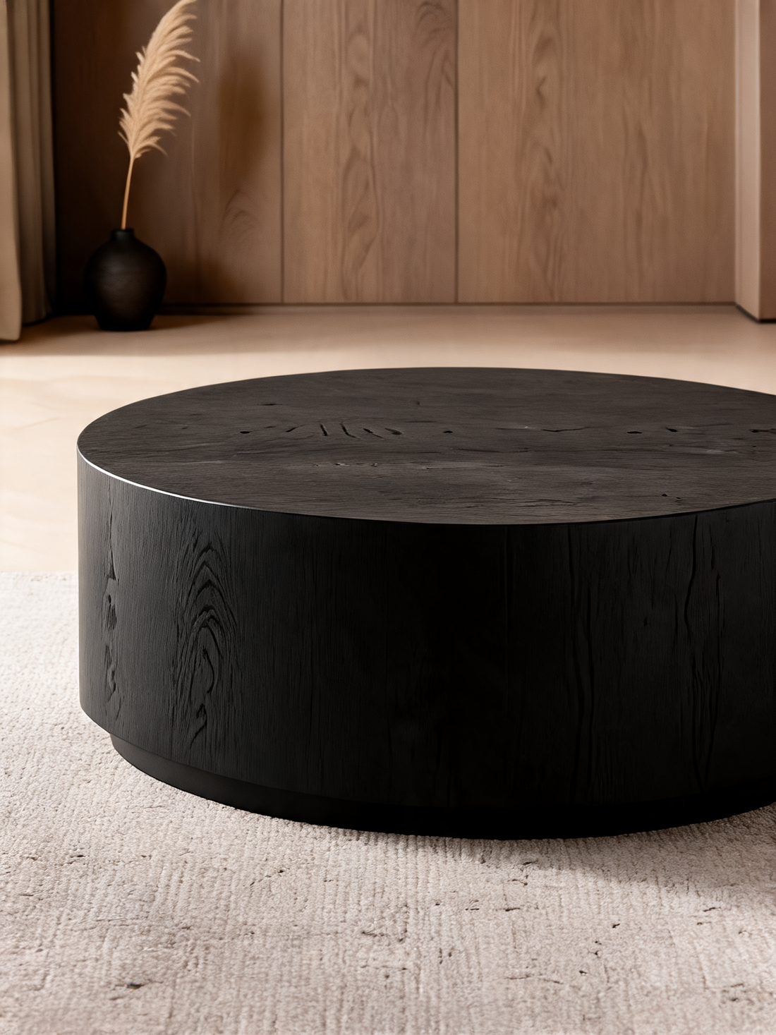 Terrane Black Oak Wood 42" Round Coffee Table