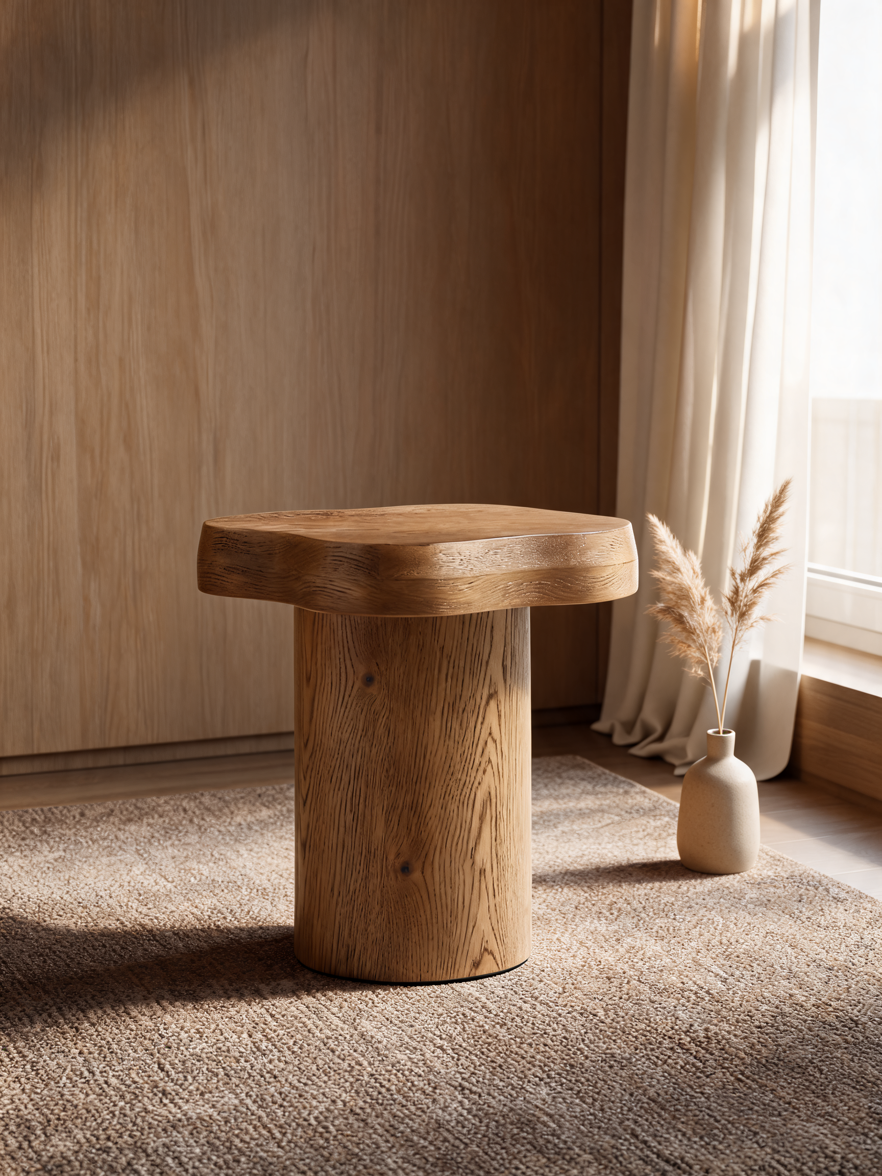 Augie Brown Oak Wood Nesting Coffee Tables by Jake Arnold