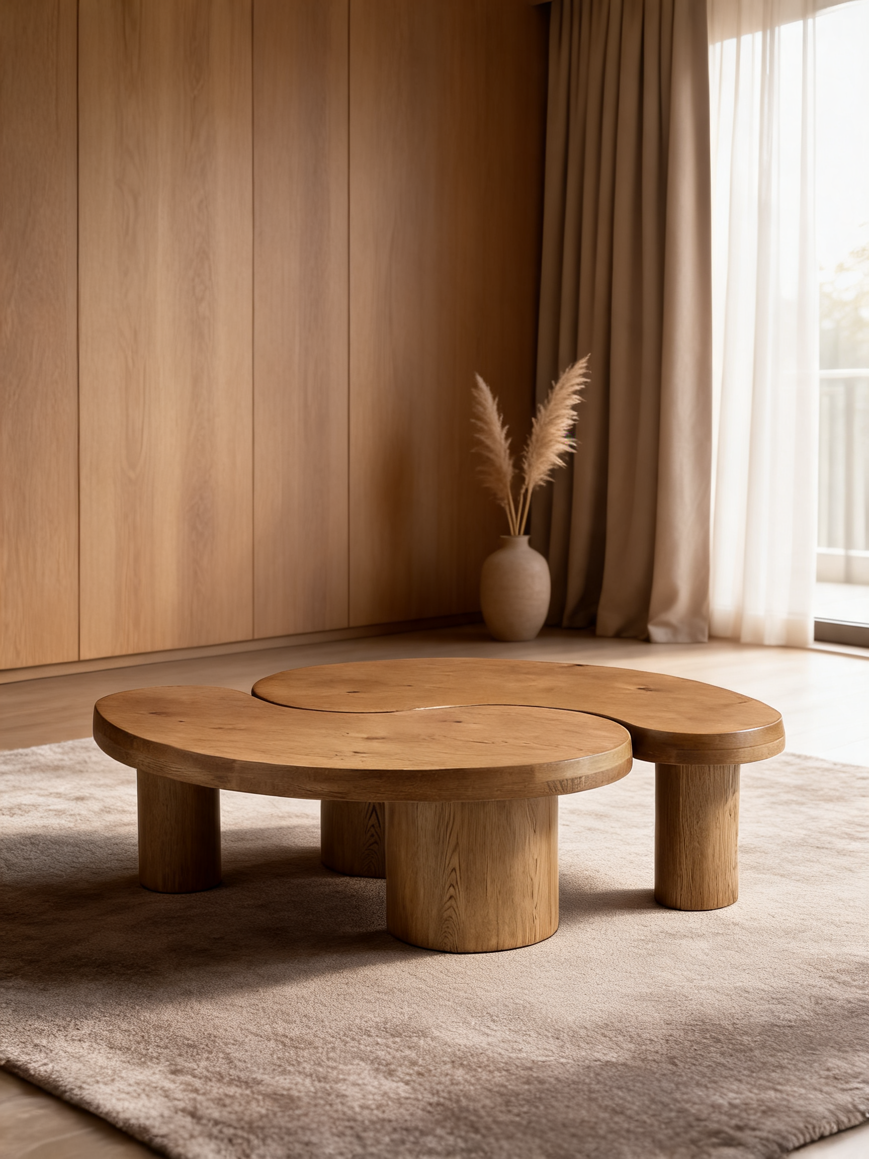 Augie Brown Oak Wood Nesting Coffee Tables by Jake Arnold