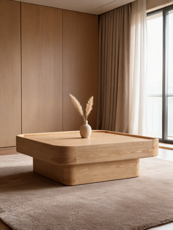 Stratton Natural Oak Wood 42" Square Coffee Table