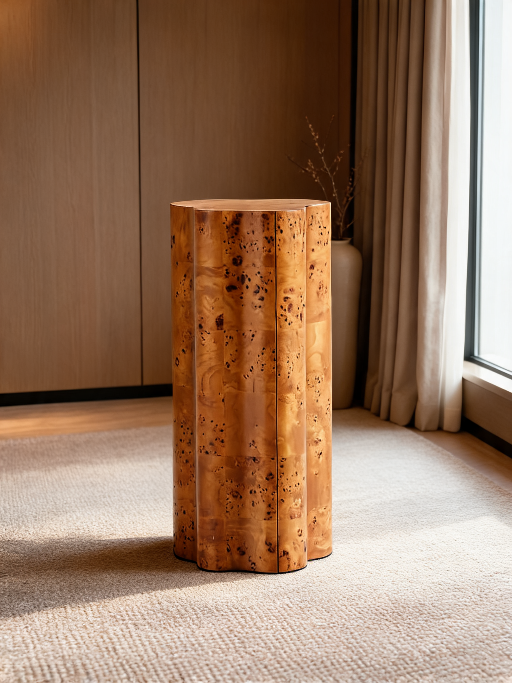 Fleur Tall Burl Wood Drink Table
