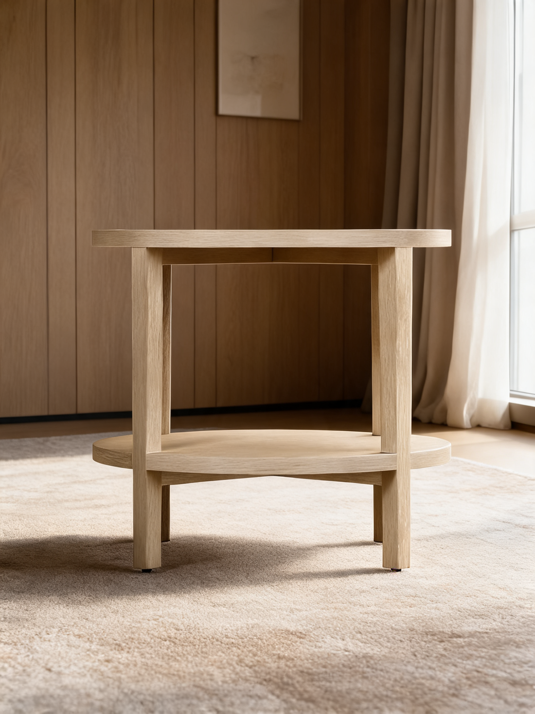 Clairemont Natural Oak Wood Round End Table